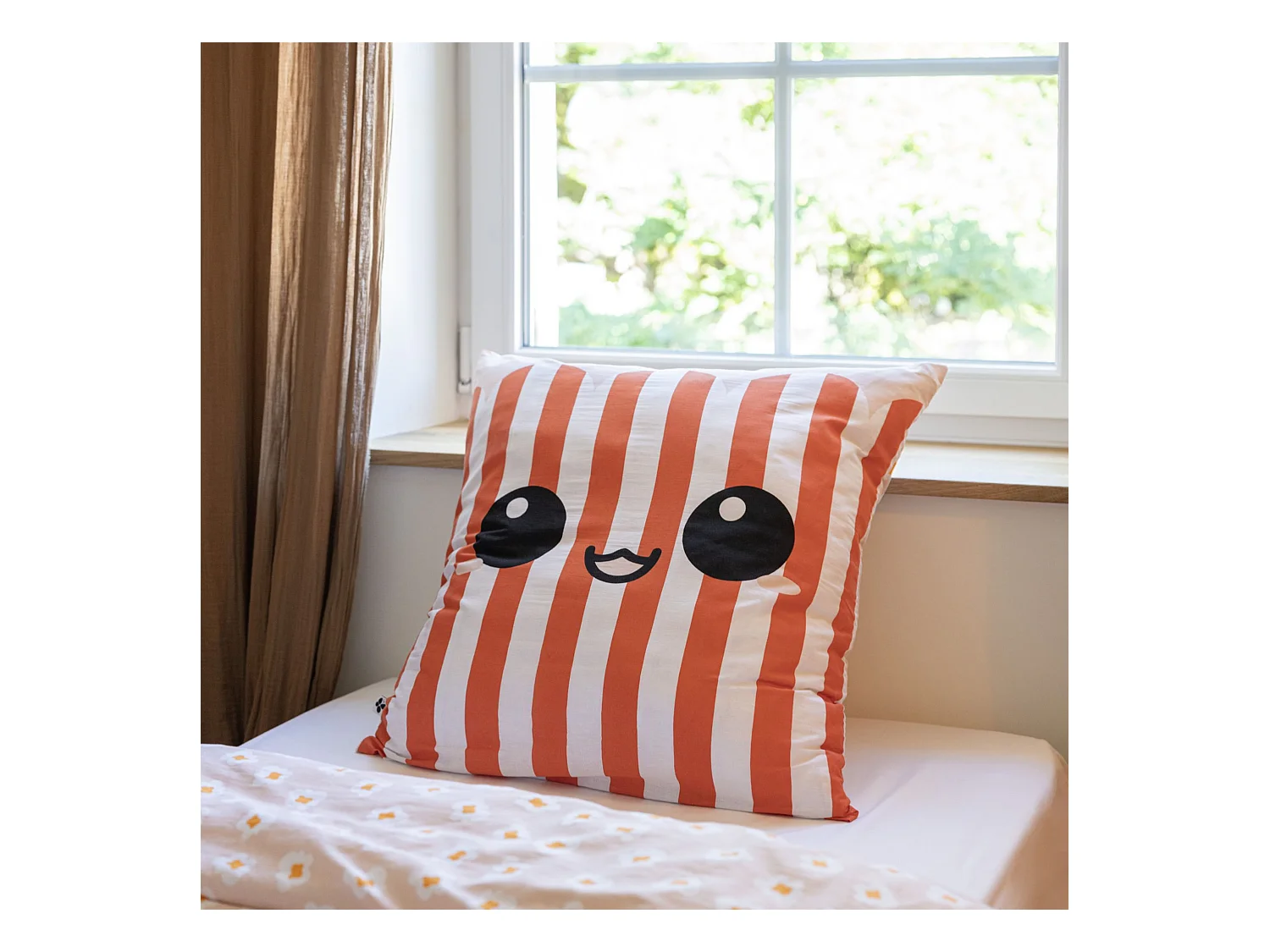 Parure de lit enfant 200x200 coton rayures Terre de Nuit Fresh popcorn