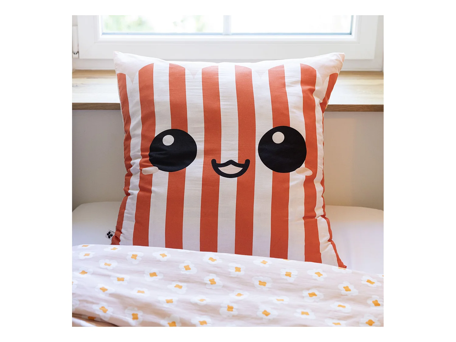 Parure de lit enfant 200x200 coton rayures Terre de Nuit Fresh popcorn