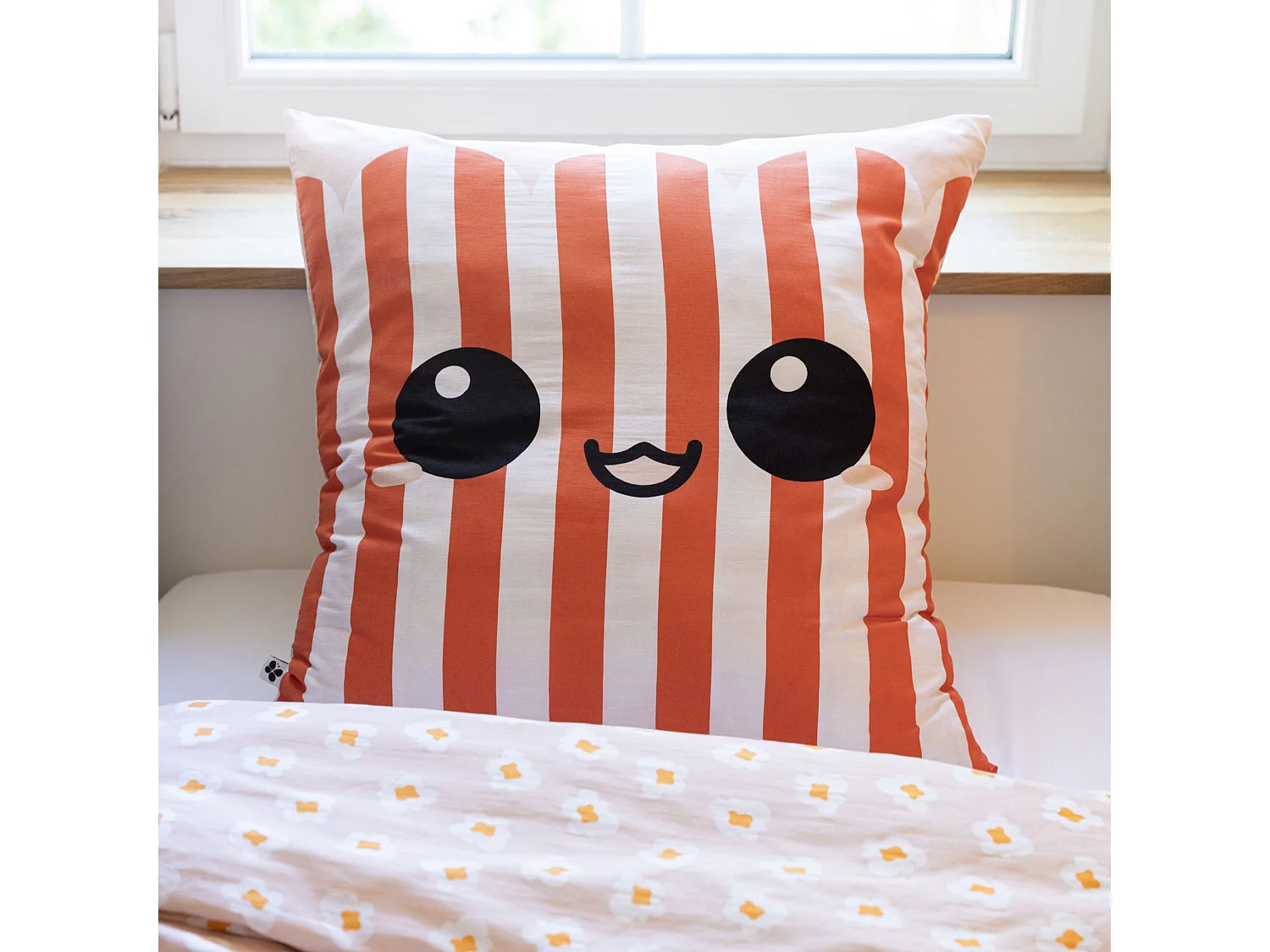 Parure de lit enfant 200x200 coton rayures Terre de Nuit Fresh popcorn