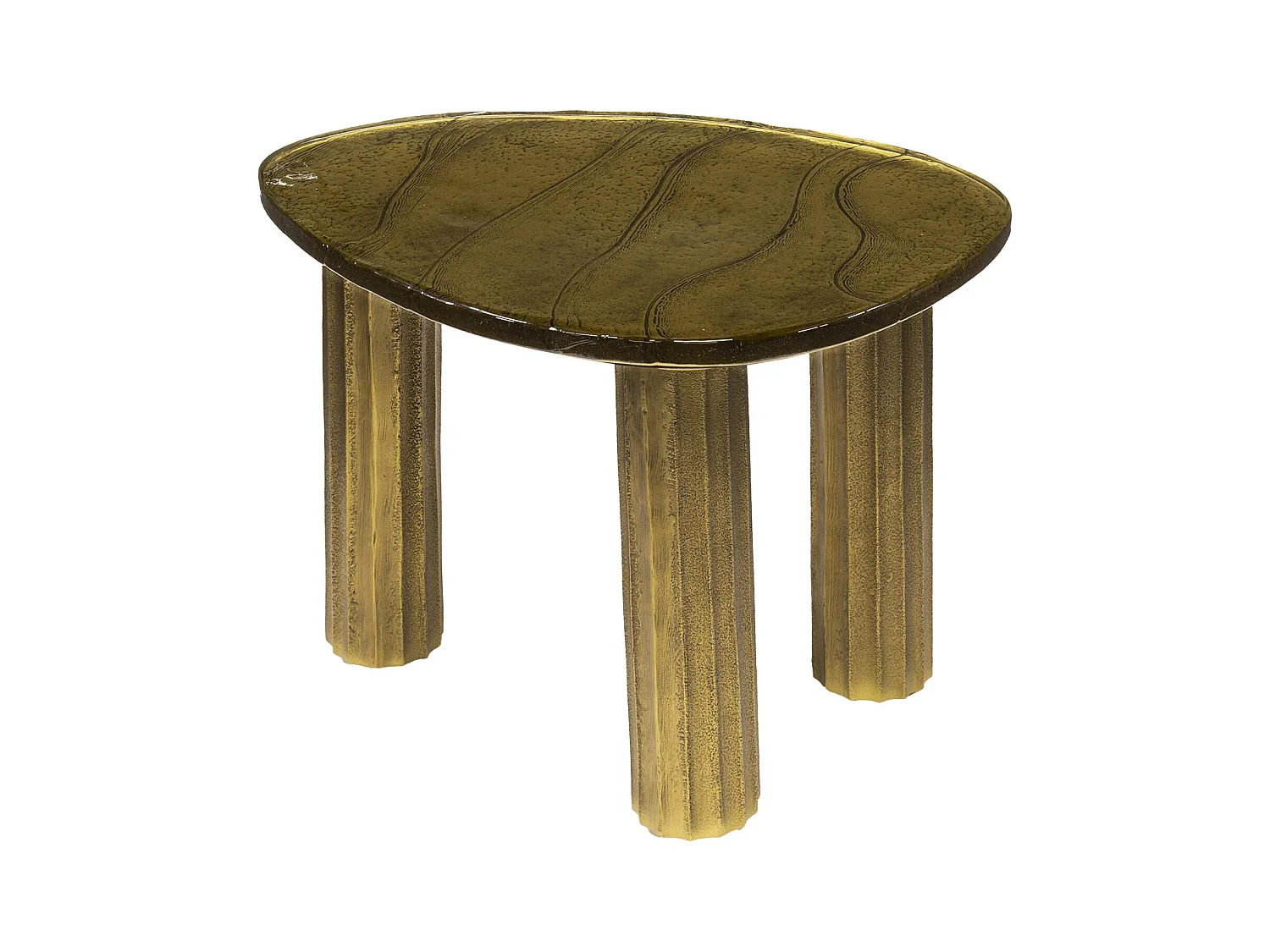 Table basse verre – finition antique dorée, 35 cm LAGUNA