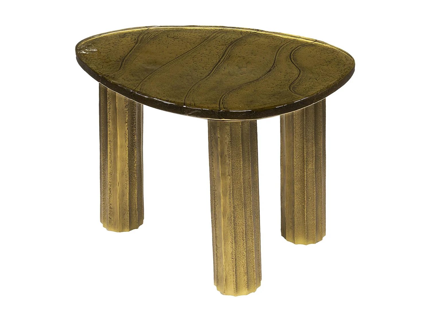 Table basse verre – finition antique dorée, 35 cm LAGUNA