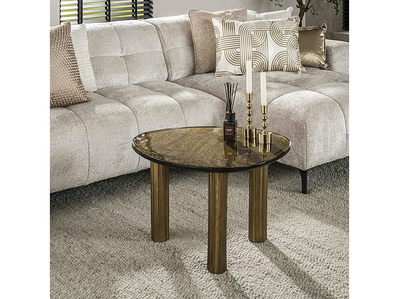 Table basse verre – finition antique dorée, 45 cm LAGUNA