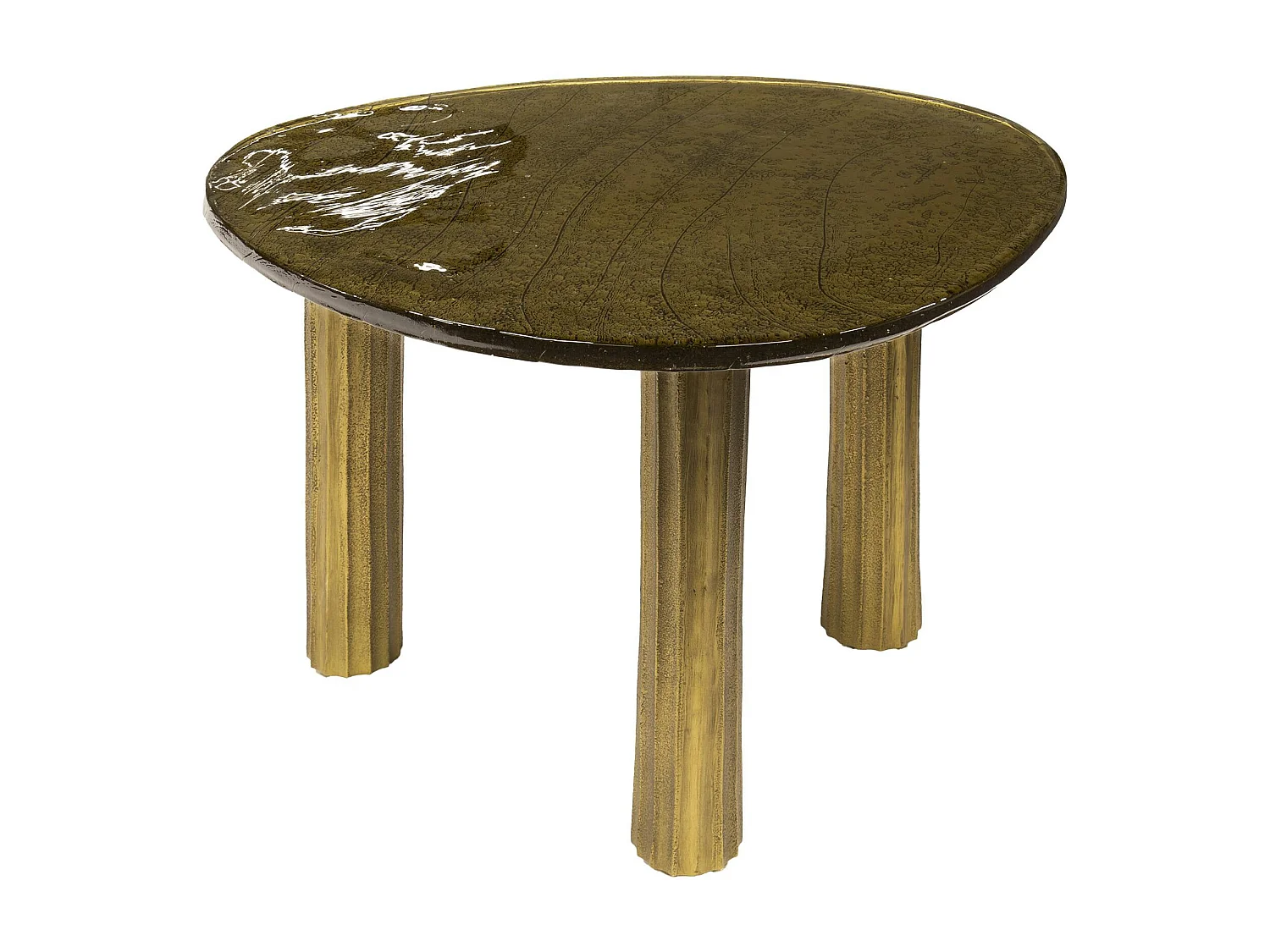 Table basse verre – finition antique dorée, 45 cm LAGUNA