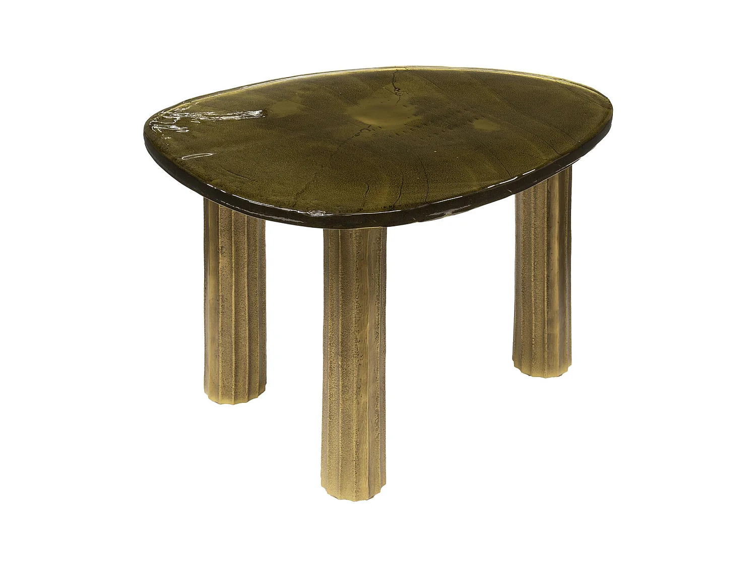 Table basse verre – finition antique dorée, 40 cm LAGUNA