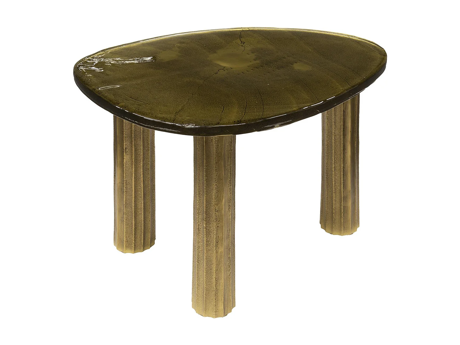 Table basse verre – finition antique dorée, 40 cm LAGUNA