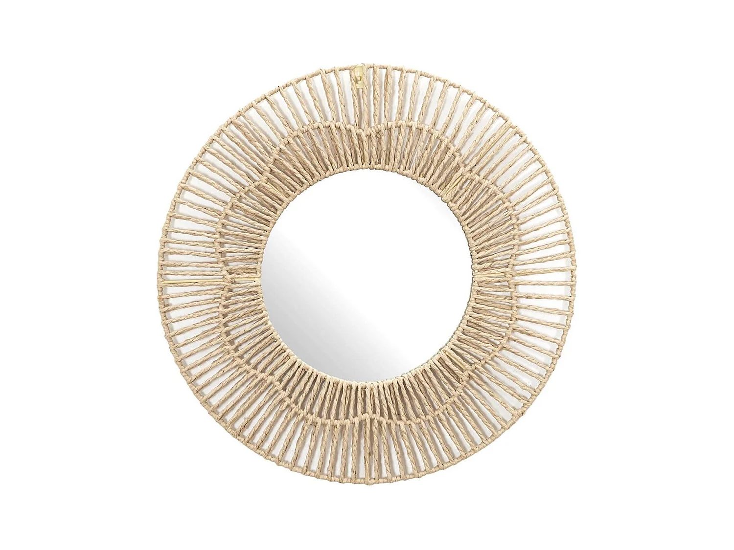 Miroir mural rond fleur imitation rotin (Ø50 cm)