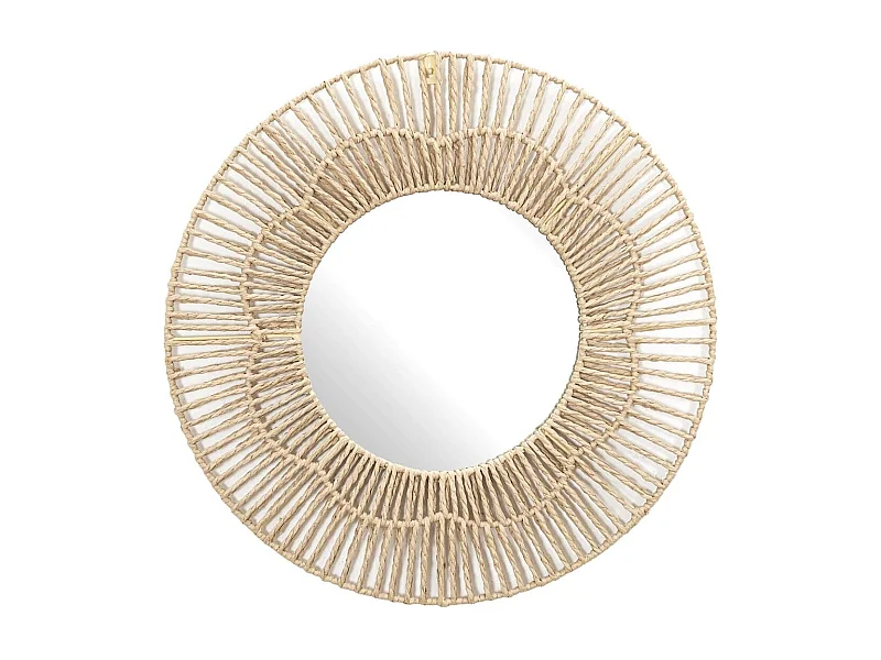Miroir mural rond fleur imitation rotin (Ø50 cm)