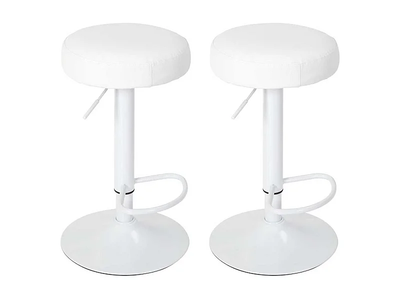 Lot de 2 Tabourets Réglables Simili Blanc - SMIDO