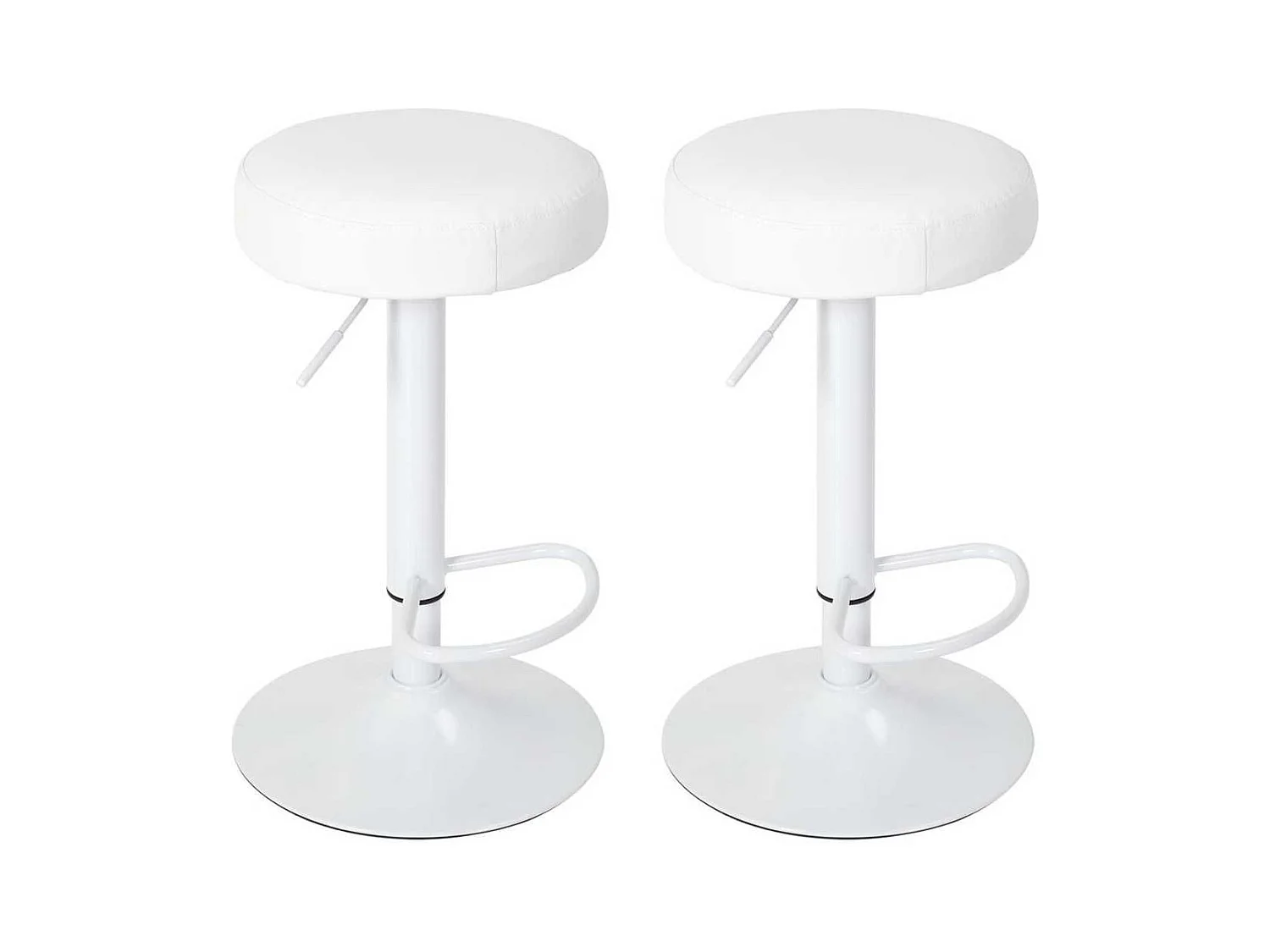 Lot de 2 Tabourets Réglables Simili Blanc - SMIDO