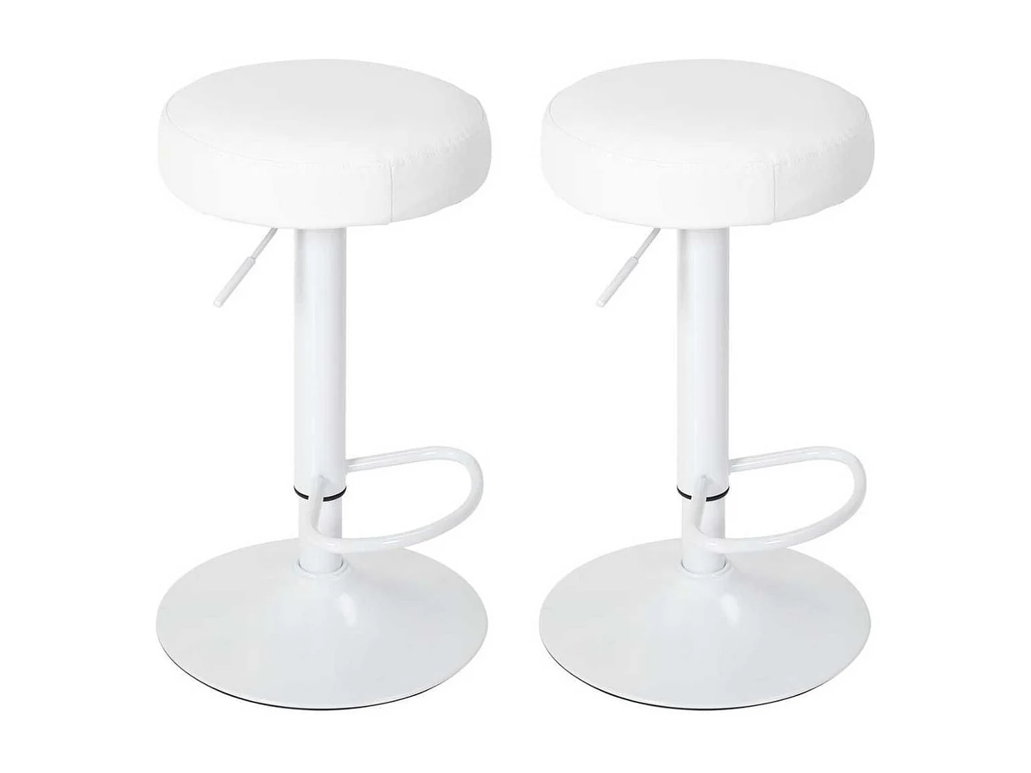 Lot de 2 Tabourets Réglables Simili Blanc - SMIDO