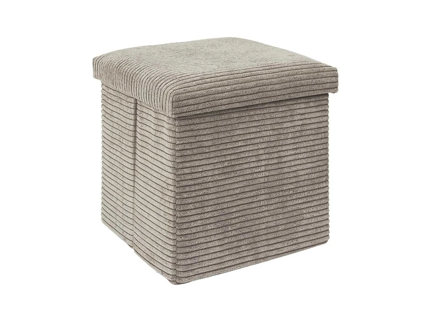Pouf Coffre Pliable Côtelé Taupe 38x38 cm - AMORY