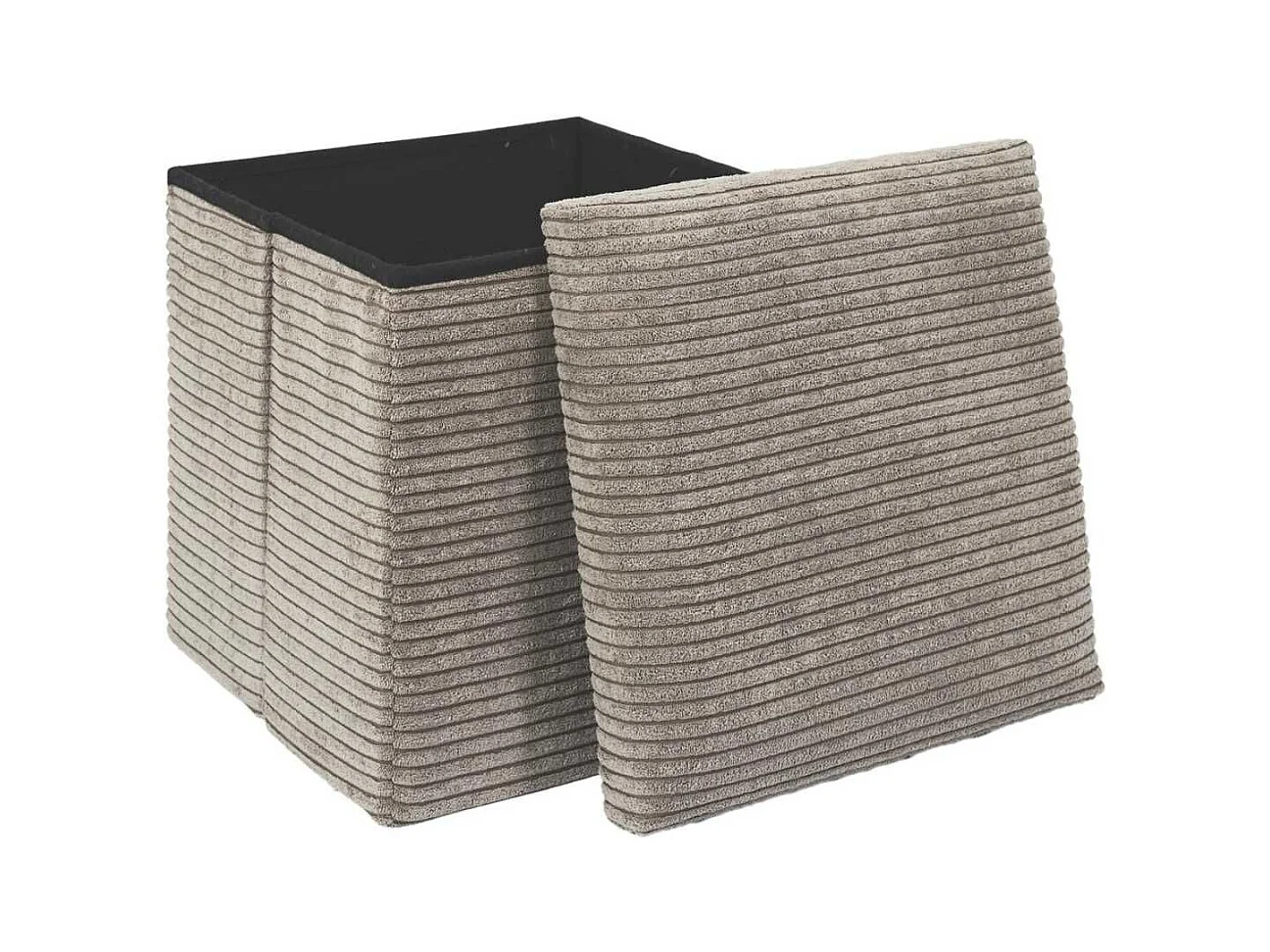 Pouf Coffre Pliable Côtelé Taupe 38x38 cm - AMORY