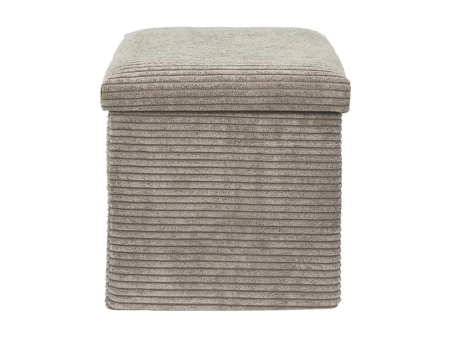 Pouf Coffre Pliable Côtelé Taupe 38x38 cm - AMORY