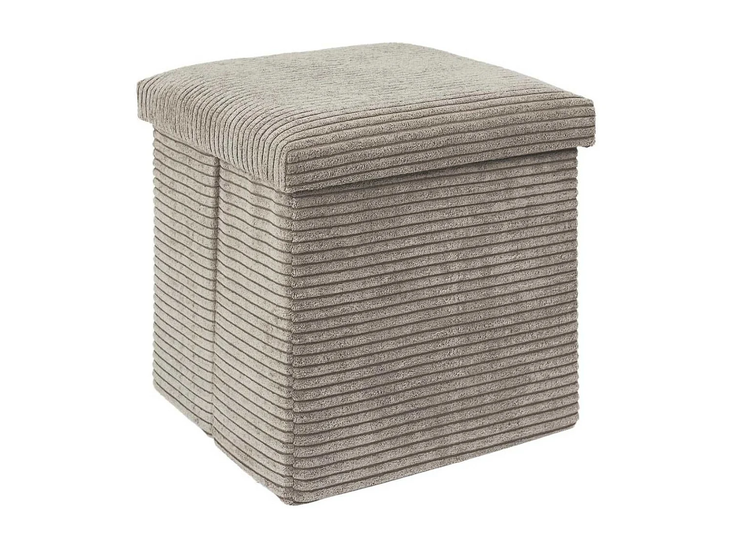 Pouf Coffre Pliable Côtelé Taupe 38x38 cm - AMORY
