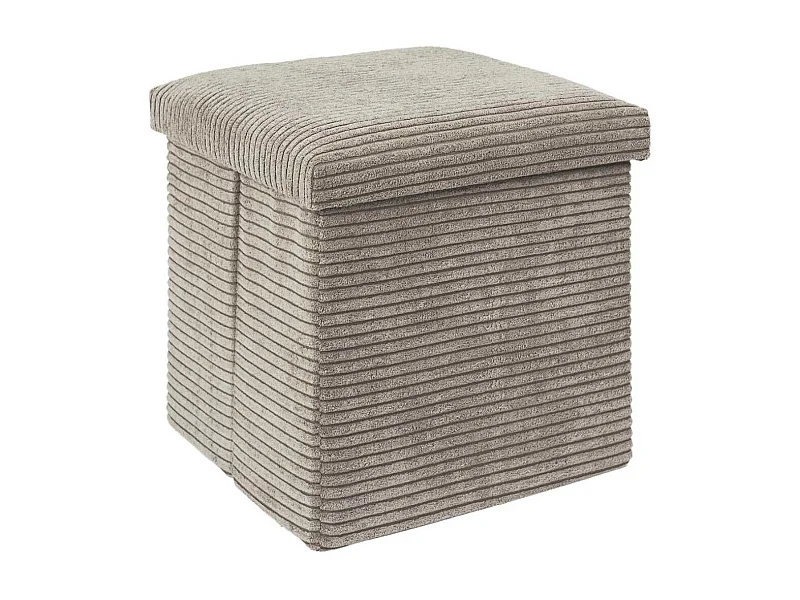 Pouf Coffre Pliable Côtelé Taupe 38x38 cm - AMORY