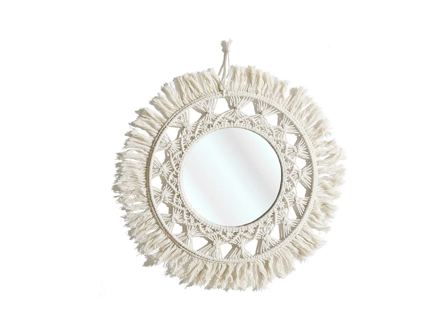 Miroir mural rond style bohème (Ø55 cm)
