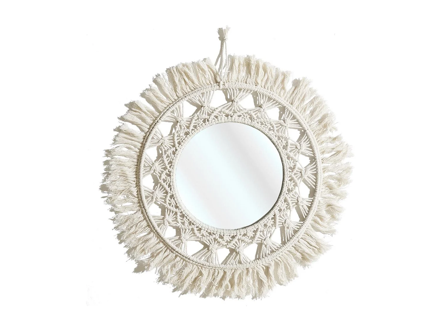 Miroir mural rond style bohème (Ø55 cm)