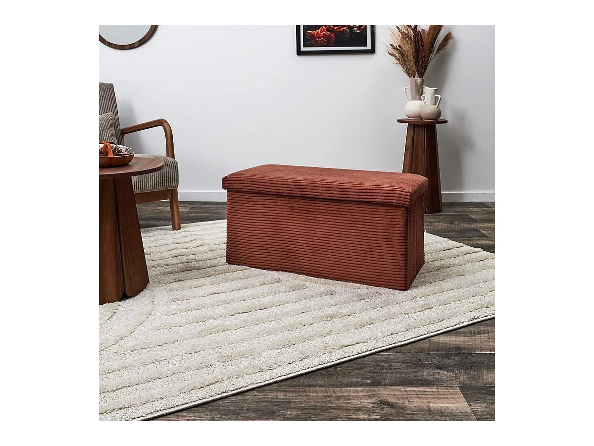 Banc Coffre Pliable Côtelé Terracotta 76x38 cm - AMORY