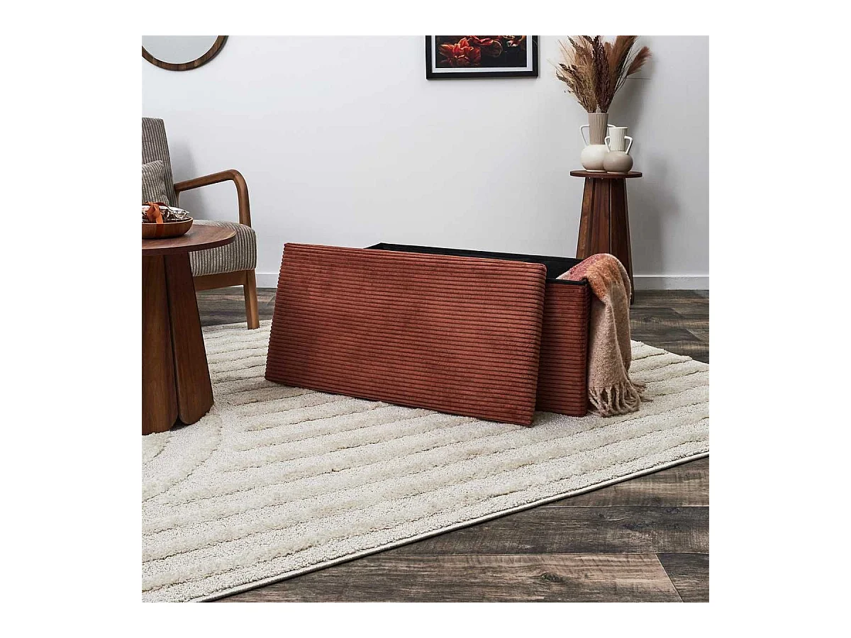 Banc Coffre Pliable Côtelé Terracotta 76x38 cm - AMORY
