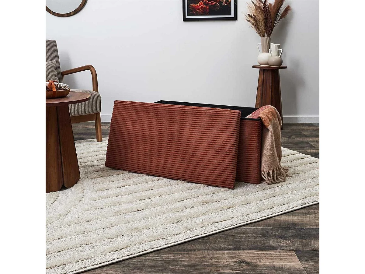 Banc Coffre Pliable Côtelé Terracotta 76x38 cm - AMORY