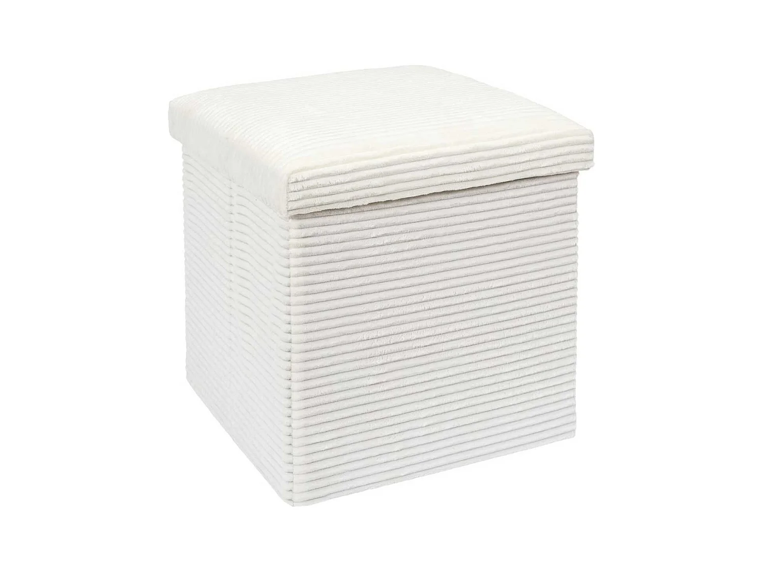 Pouf Coffre Pliable Côtelé Beige 38x38 cm - AMORY