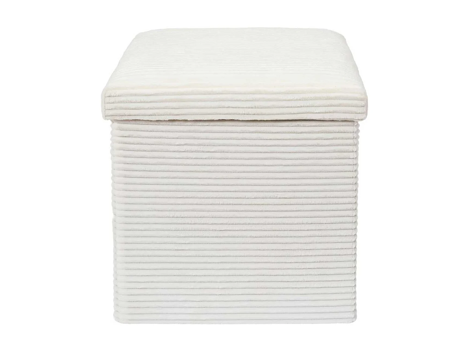 Pouf Coffre Pliable Côtelé Beige 38x38 cm - AMORY