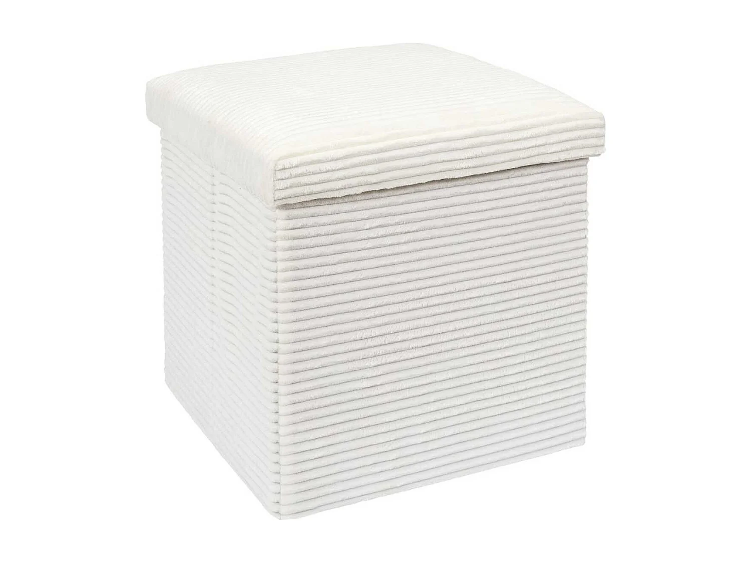 Pouf Coffre Pliable Côtelé Beige 38x38 cm - AMORY