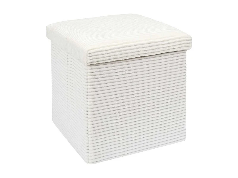 Pouf Coffre Pliable Côtelé Beige 38x38 cm - AMORY