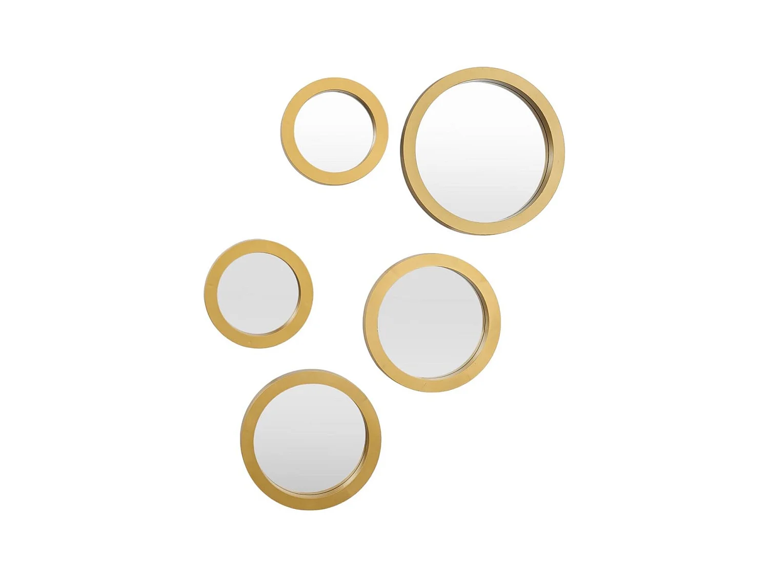 5 miroirs décoratifs muraux ronds avec encadrement doré