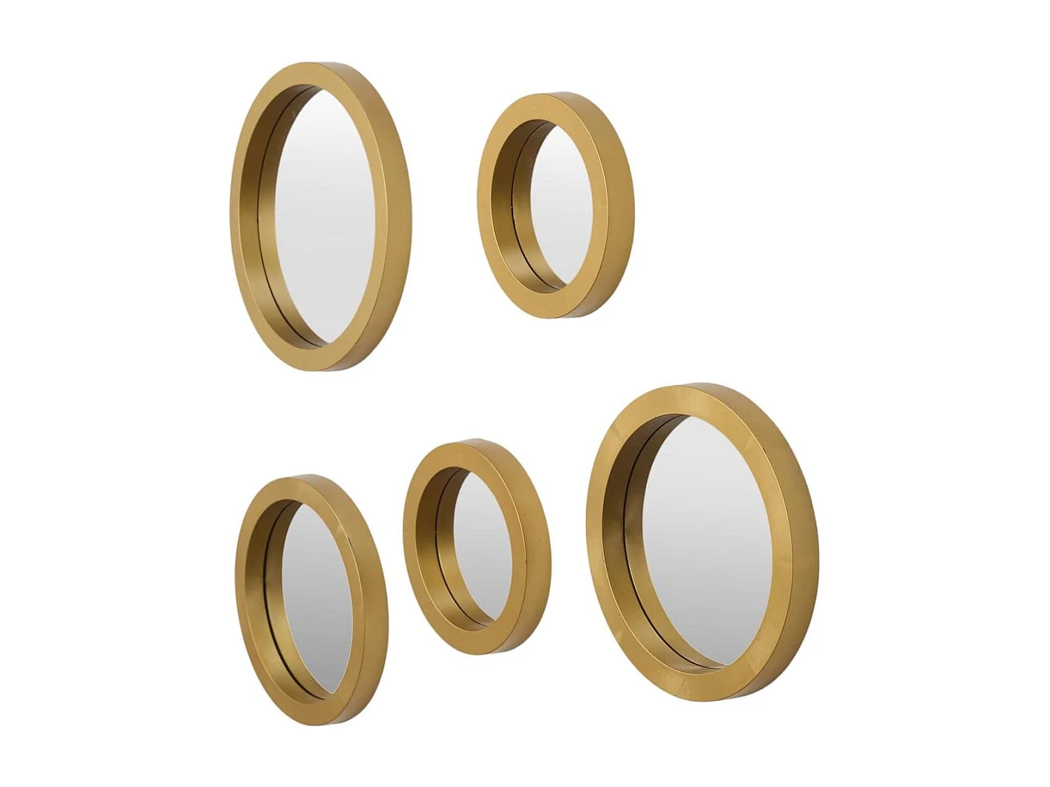 5 miroirs décoratifs muraux ronds avec encadrement doré