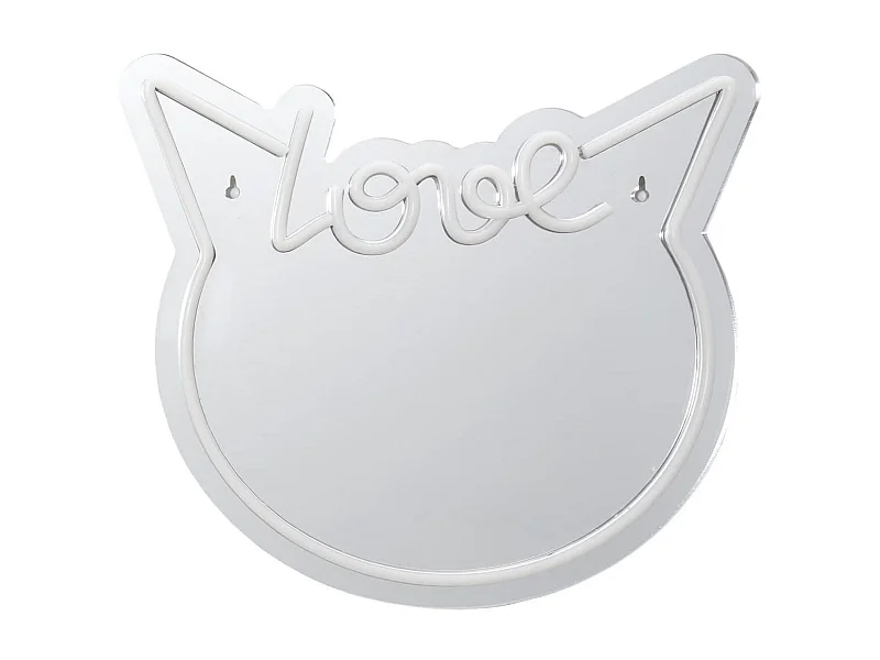 Miroir lumineux chat love kawaii rose style néon avec port USB
