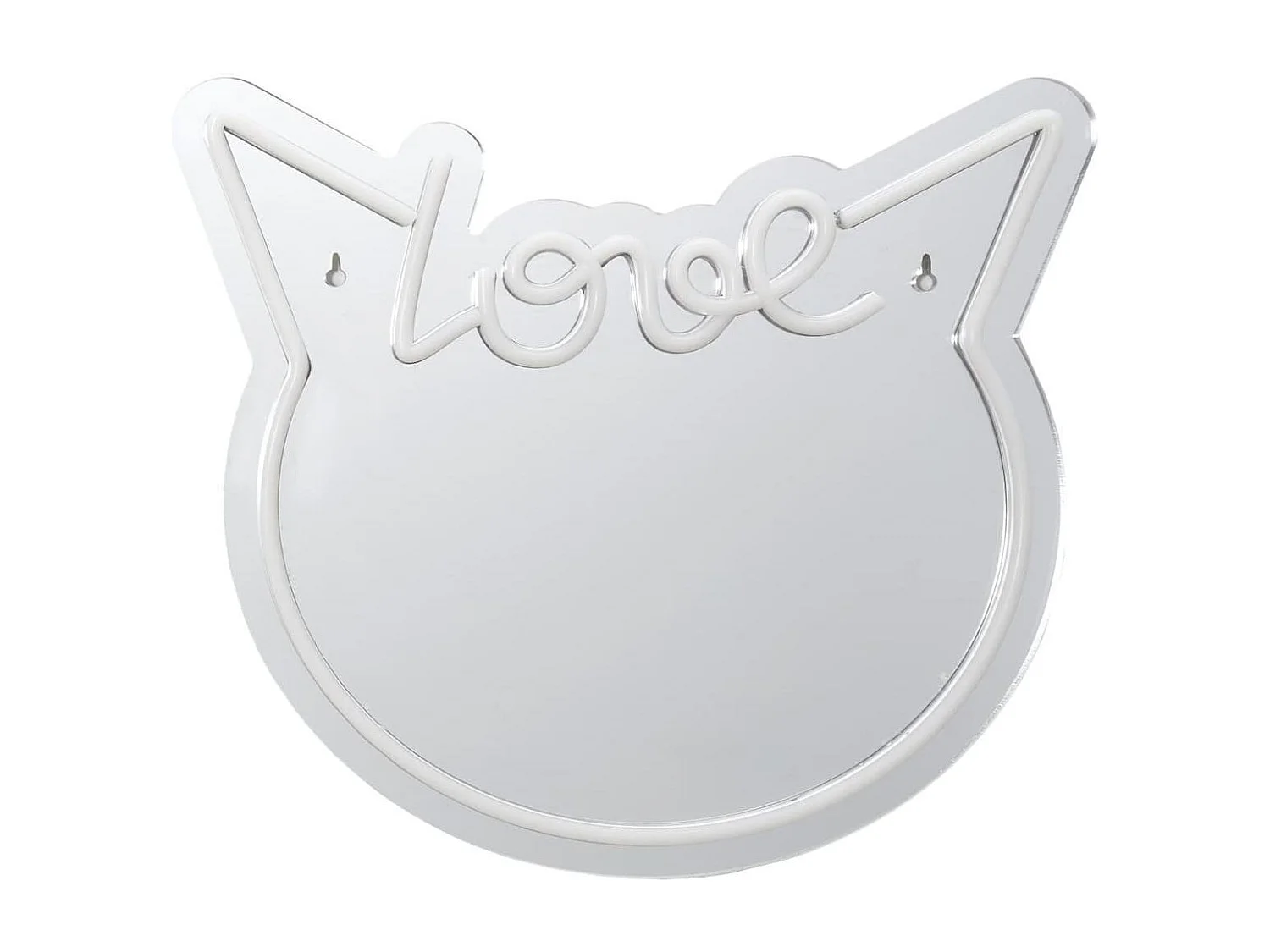Miroir lumineux chat love kawaii rose style néon avec port USB