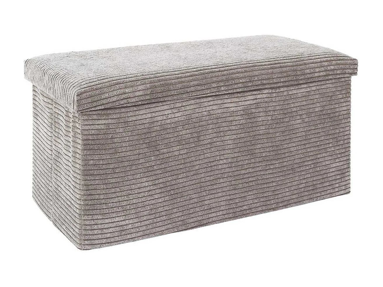 Banc Coffre Pliable Côtelé Taupe 76x38 cm - AMORY
