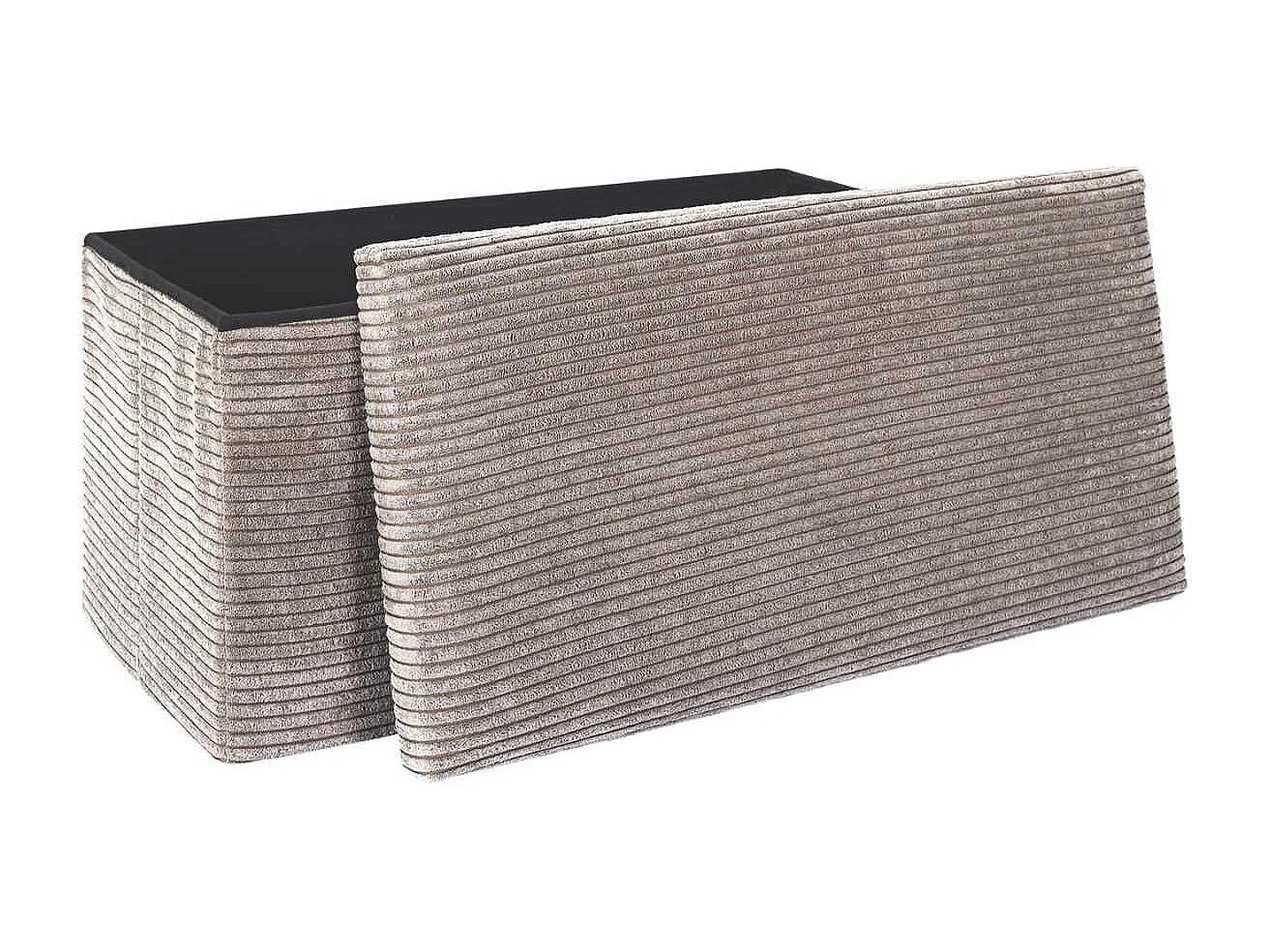 Banc Coffre Pliable Côtelé Taupe 76x38 cm - AMORY
