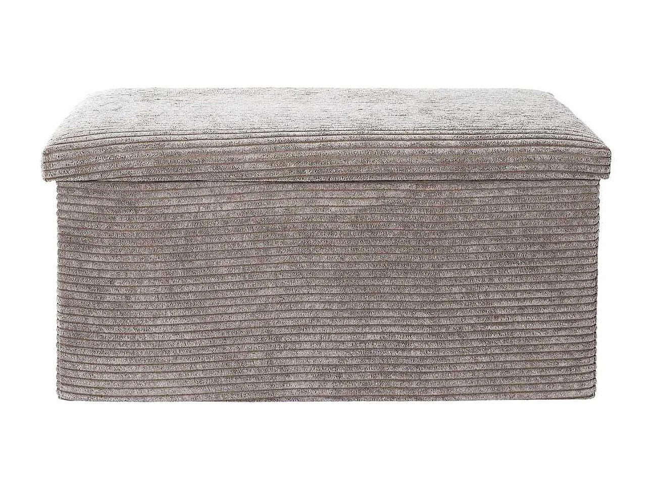 Banc Coffre Pliable Côtelé Taupe 76x38 cm - AMORY