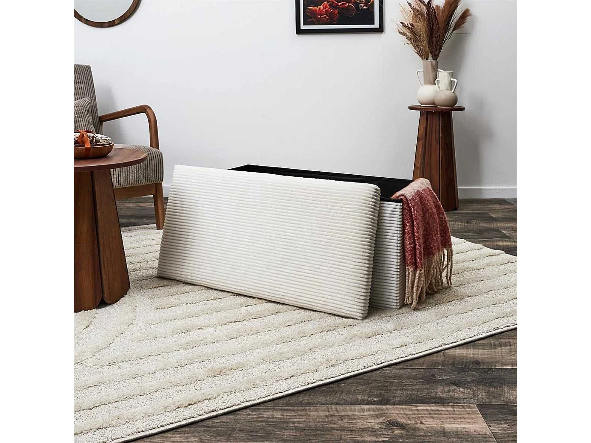 Banc Coffre Pliable Côtelé Beige 76x38 cm - AMORY