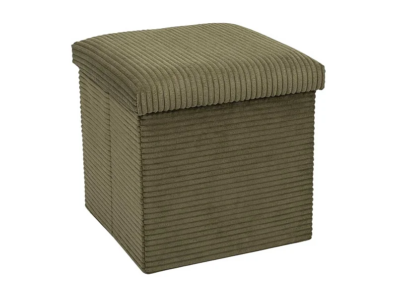 AMORY - Pouf coffre pliable côtelé vert 38x38 cm - AMORY