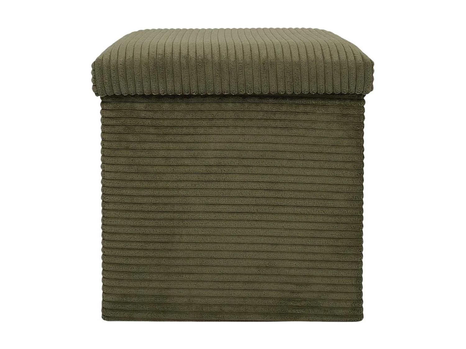 AMORY - Pouf coffre pliable côtelé vert 38x38 cm - AMORY