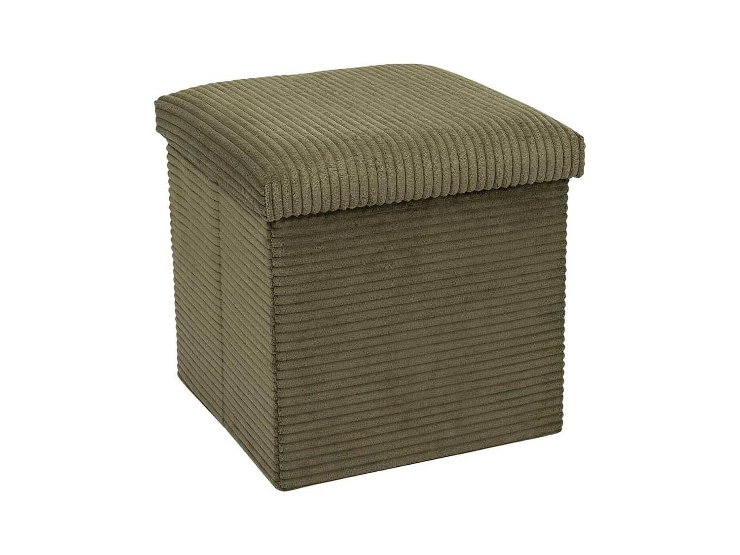 AMORY - Pouf coffre pliable côtelé vert 38x38 cm
