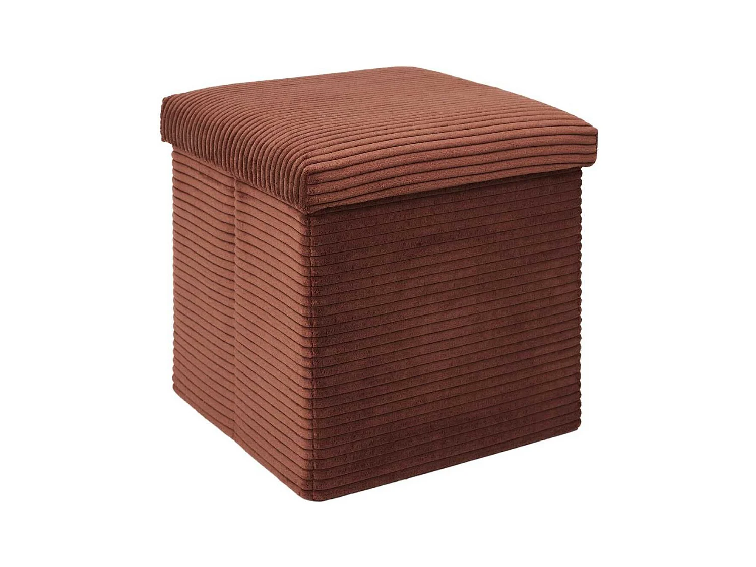 Pouf Coffre Pliable Côtelé Terracotta 38x38 cm - AMORY