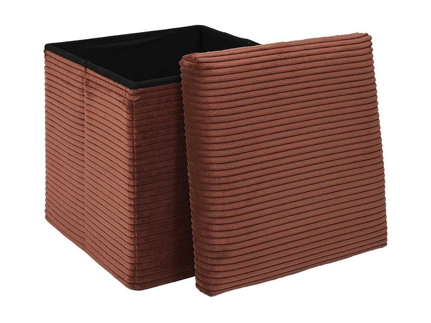 Pouf Coffre Pliable Côtelé Terracotta 38x38 cm - AMORY
