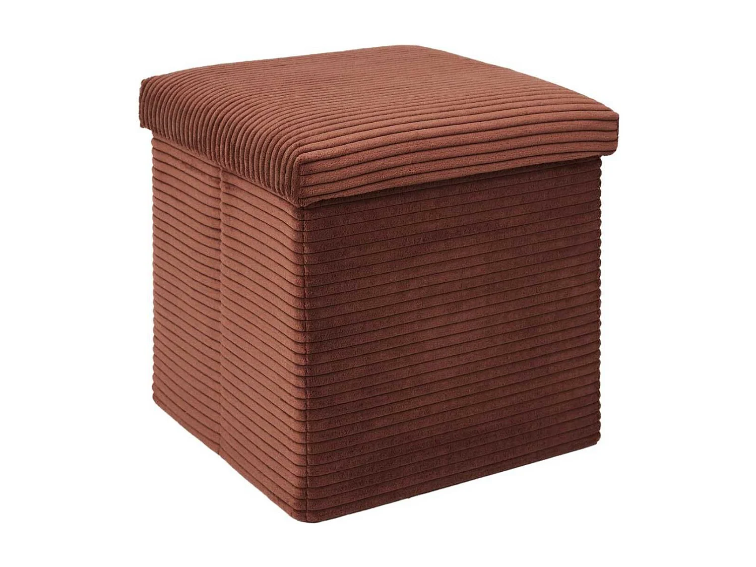 Pouf Coffre Pliable Côtelé Terracotta 38x38 cm - AMORY