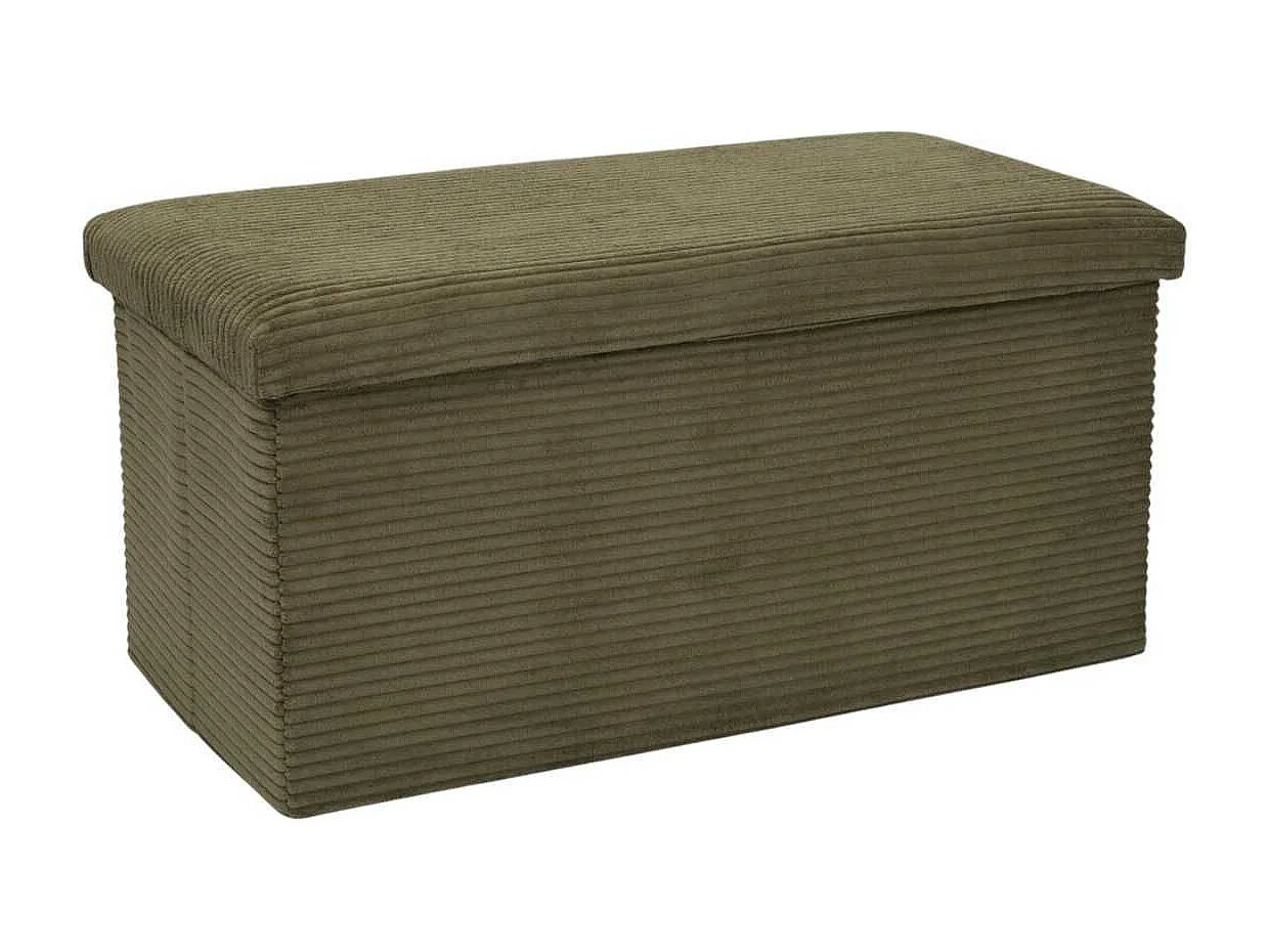 AMORY - Banc coffre pliable côtelé vert 76x38 cm - AMORY