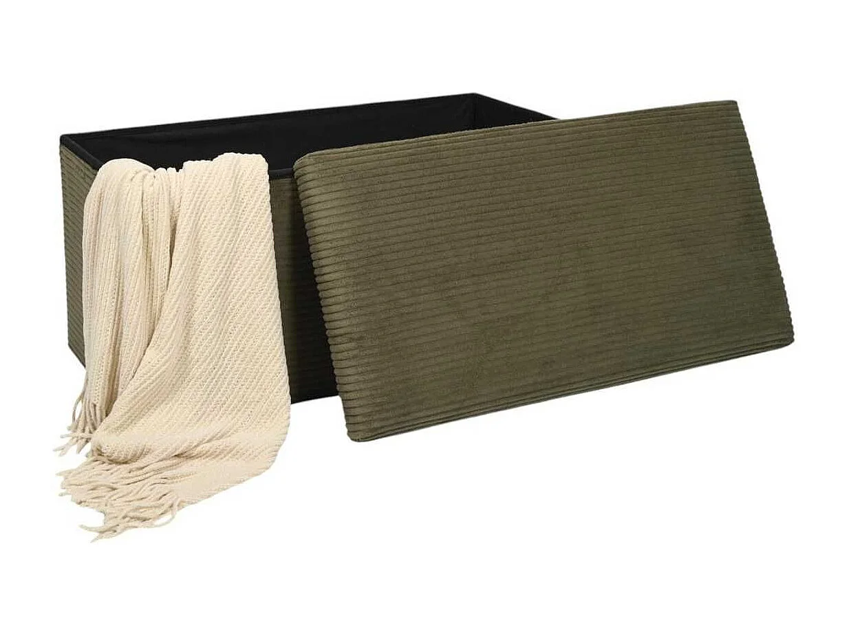 AMORY - Banc coffre pliable côtelé vert 76x38 cm - AMORY