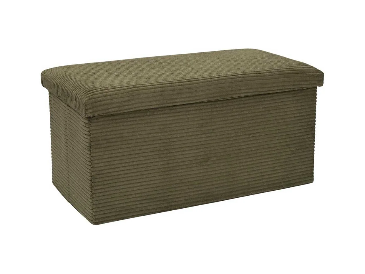 AMORY - Banc coffre pliable côtelé vert 76x38 cm