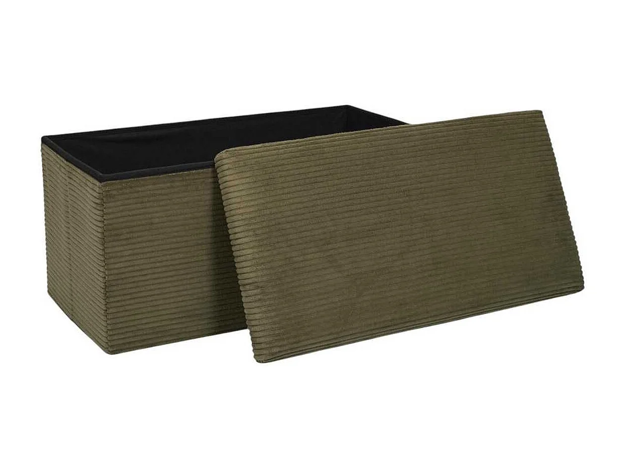 AMORY - Banc coffre pliable côtelé vert 76x38 cm - AMORY