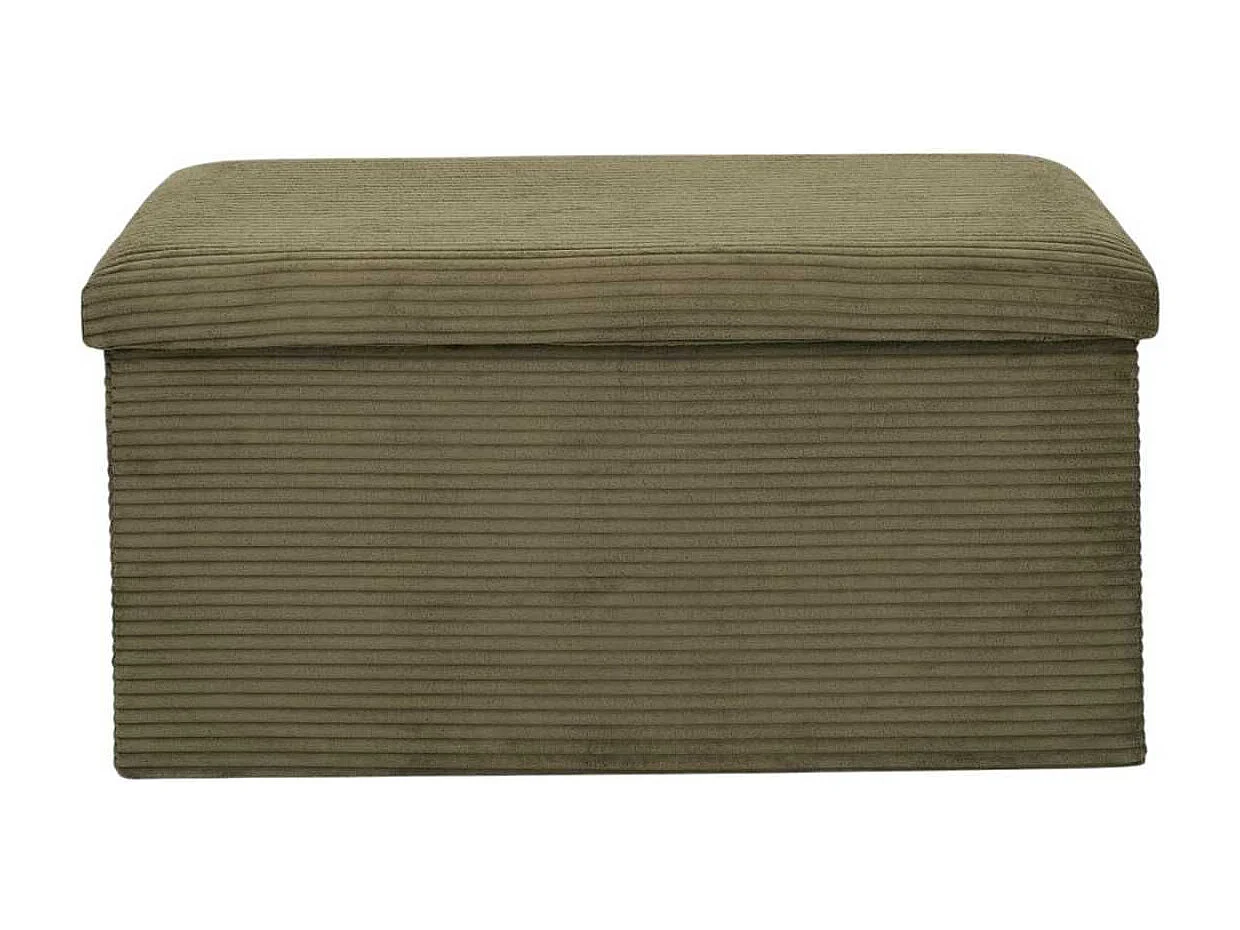 AMORY - Banc coffre pliable côtelé vert 76x38 cm - AMORY