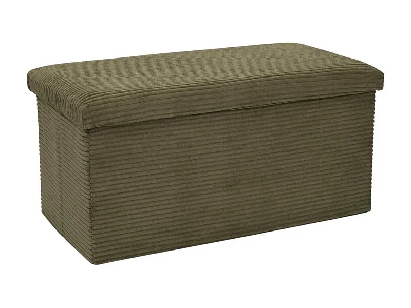 AMORY - Banc coffre pliable côtelé vert 76x38 cm - AMORY