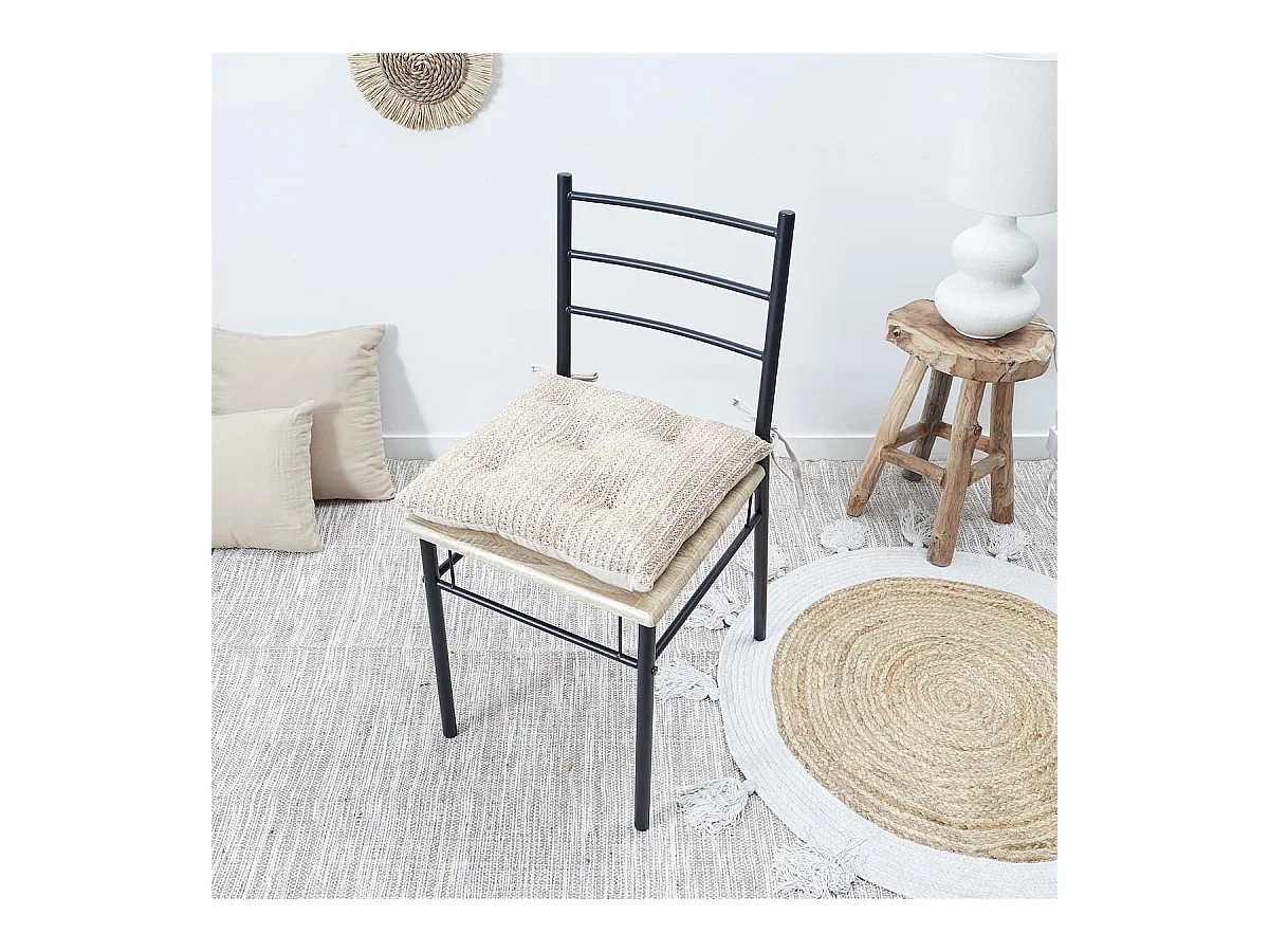 Coussin de chaise réversible 40x40cm en polyester teinte naturelle