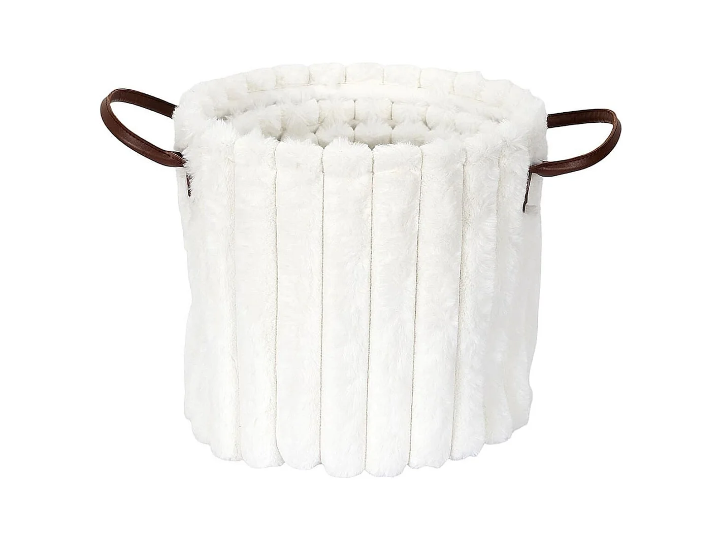 3 paniers gigognes effet fourrure blanc avec poignée